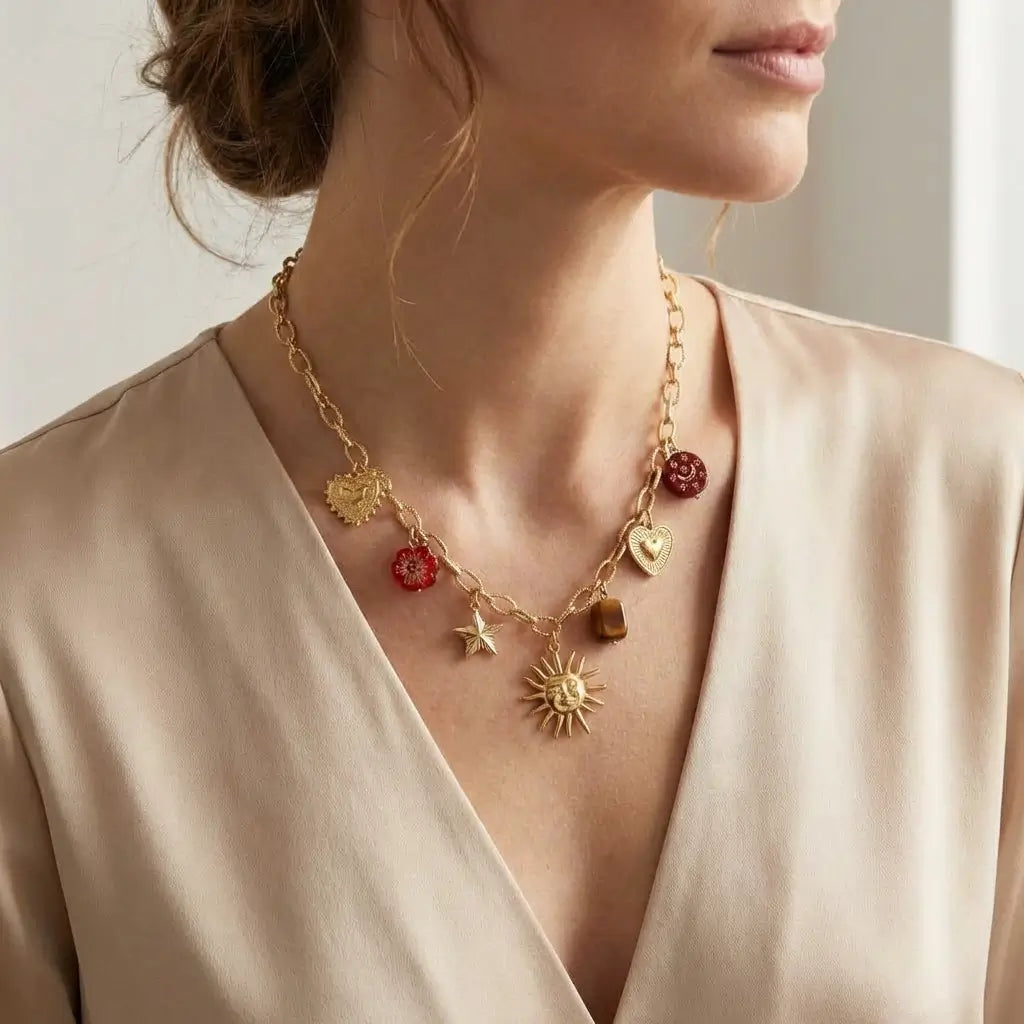 Collier charms ambré - CO018