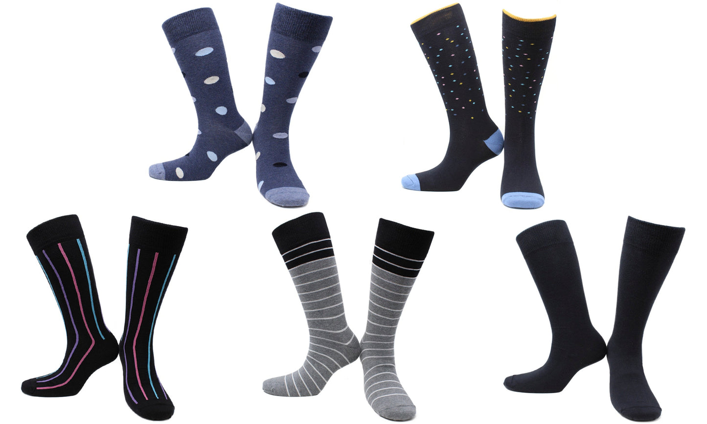 Chaussettes Crazy Touch Coton Écologique - Noir, Gris, Bleu (5 paires)